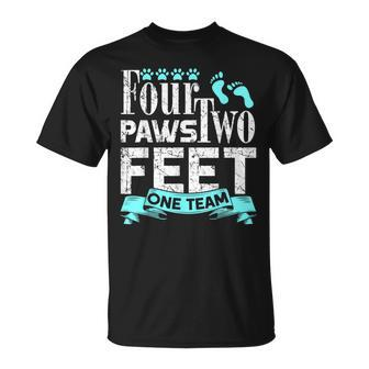 Dog Agility Four Paws Two Feet One Team Dog Gift Unisex T-Shirt | Mazezy