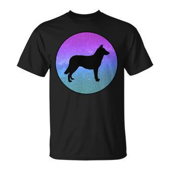 Dog Breed Lapponian Herder Dog Silhouette Space Galaxy T-Shirt | Mazezy