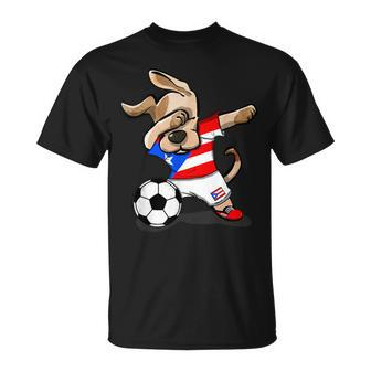 Dog Dabbing Soccer Puerto Rico Jersey Football T-Shirt | Mazezy