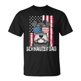 Dog Dad Fathers Day Gift Mini Schnauzer Usa Flag 4Th Of July Unisex T-Shirt - Seseable