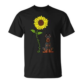 Dog Doberman Good Morning Sunshine Love My Doberman Pinscher Dog Unisex T-Shirt - Monsterry