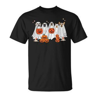 Dog Ghost Cute Dog Dressed As Ghost Halloween Dog T-Shirt | Mazezy