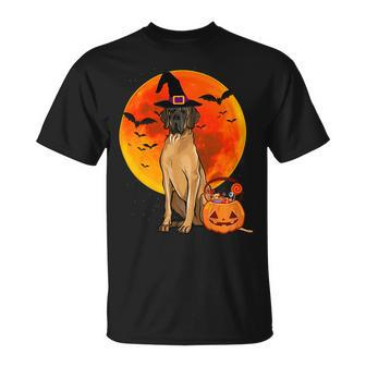 Dog Halloween Brown Great Dane Jack O Lantern Pumpkin Unisex T-Shirt - Monsterry DE