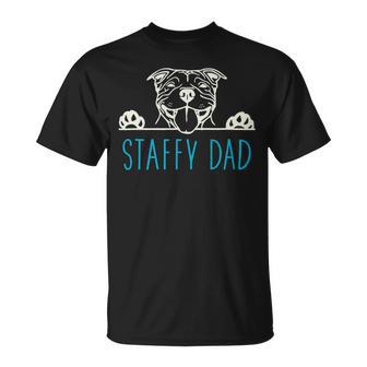 Dog Staffordshire Staffy Dad With Staffordshire Bull Terrier Dog Unisex T-Shirt - Monsterry AU