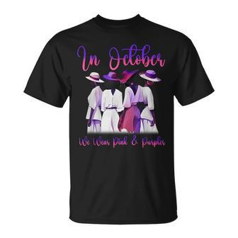 Domestic Violence Awareness In October We Wear Pink & Purple T-Shirt - Seseable