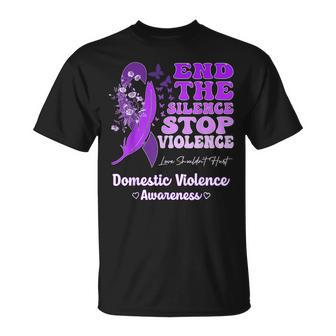 Domestic Violence Awareness Ribbon Butterflies Purple T-Shirt - Monsterry DE