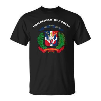 Dominican Republic Coat Of Arms Flag Souvenir Unisex T-Shirt | Mazezy