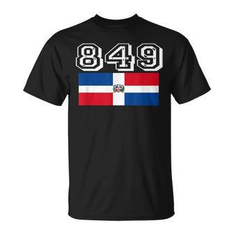 Dominican Republic Flag Area Code 849 T-Shirt | Mazezy