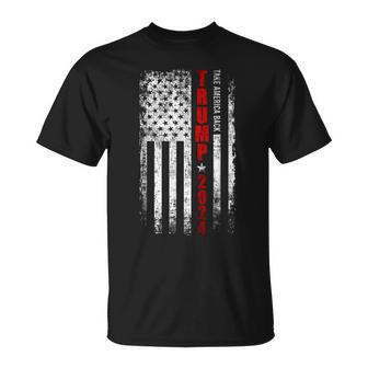Donald Trump 2024 Take America Back American Flag Patriotic Unisex T-Shirt - Seseable