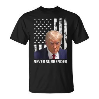 Donald Trump Shot Never Surrender American Flag Trump T-Shirt - Monsterry