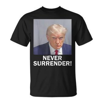 Donald Trump Never Surrender Shot President Vote 2024 T-Shirt | Mazezy