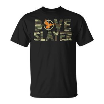 Dove Slayer Camouflage Dove Hunting Humor T-Shirt | Mazezy