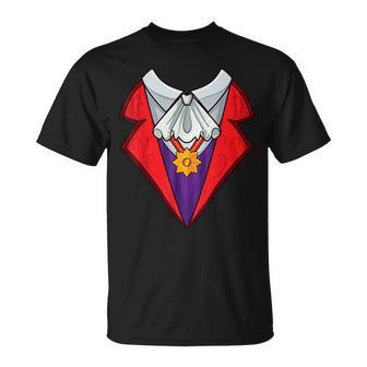 Dracula Vampire Halloween Costume Cosplay Tuxedo Retro T-Shirt - Seseable