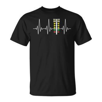 Drag Racer Heartbeat Drag Racing Race Track Light Tree Racing Funny Gifts Unisex T-Shirt | Mazezy