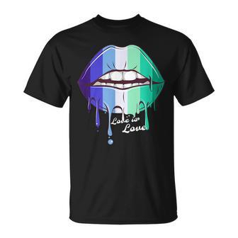 Dripping Lips With Gay Male Mlm Pride Flag For Gay Male Mlm Unisex T-Shirt | Mazezy