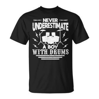 Drummer Boy Costume I Never Underestimate A Boy With Drums Unisex T-Shirt - Seseable
