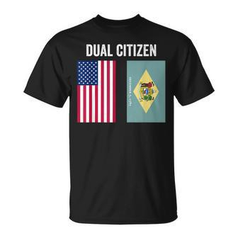 Dual Citizen Of The Usa And Delaware Pride Unisex T-Shirt | Mazezy