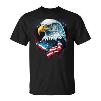 Eagle Of Freedom Merica Patriotic Usa Flag 4Th Of July 2023   Unisex T-Shirt