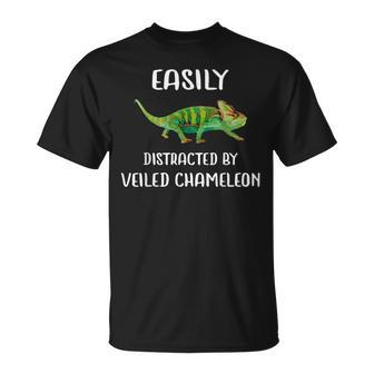Easily Distracted Veiled Chameleon T Chameleons T-Shirt | Mazezy