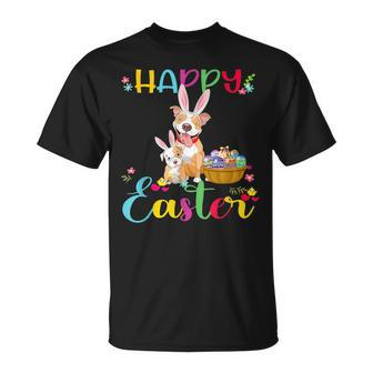 Easter Day Funny Pitbull Dog Puppy Wearing Rabbit Ears Gifts For Rabbit Lovers Funny Gifts Unisex T-Shirt | Mazezy