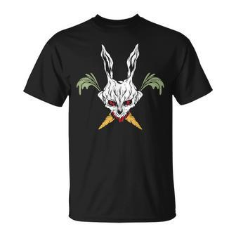 Easter Jolly Bunny Skull Horror Carrot Crossbones Easter T-Shirt | Mazezy