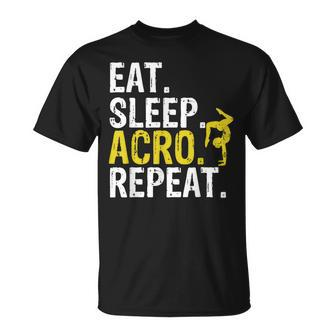 Eat Sleep Acro Repeat Acrobat Gymnastics T-Shirt | Mazezy