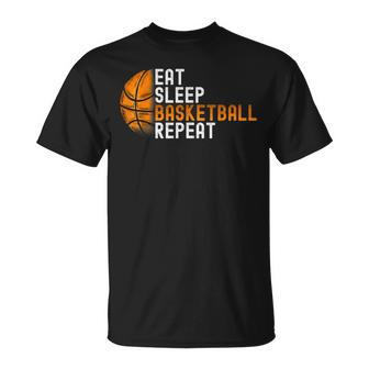 Eat Sleep Basketball Repeat Fun Basketball Player Coach T-Shirt - Seseable