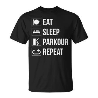Eat Sleep Parkour Repeat Freestyle Running T-Shirt | Mazezy