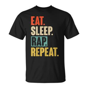 Eat Sleep Rap Repeat Retro Vintage Rapper T-Shirt | Mazezy
