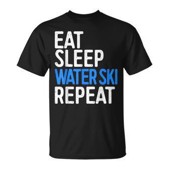 Eat Sleep Water Ski Repeat Water Skiing T-Shirt | Mazezy