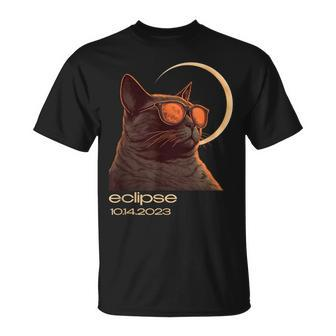 Eclipse October 14 2023 Total Annular Eclipse Cat Graphic T-Shirt - Monsterry AU
