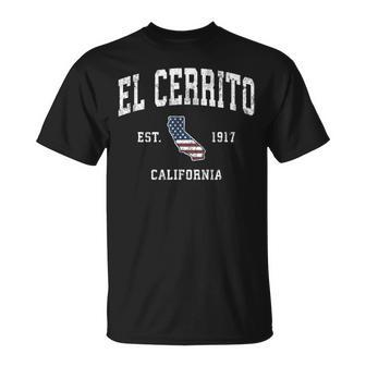 El Cerrito California Ca Vintage American Flag Sports T-Shirt | Mazezy