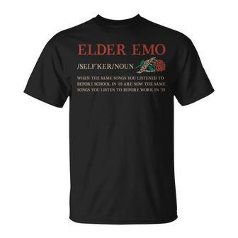 Elder Emo Defination Alt Alternative Music Humor Quote T-Shirt | Mazezy