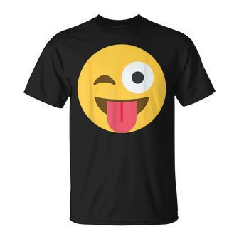 Emoticon Winking Face With Tongue T-Shirt - Monsterry