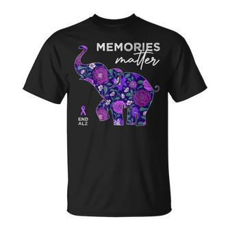 End Alzheimers Elephant Memories Matter Alzheimers Awareness T-Shirt - Monsterry