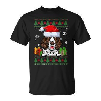 English Springer Spaniel Santa Hat Ugly Christmas Sweater T-Shirt - Monsterry DE