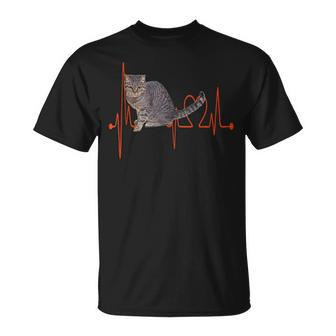European Shorthair Cat Heartbeat Ekg Cats & Kitten Lovers T-Shirt | Mazezy