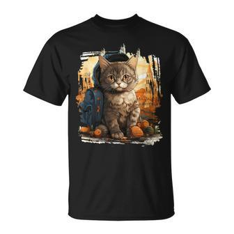 European Siamese Suphalak Cat Travel With Beret & Backpack T-Shirt | Mazezy