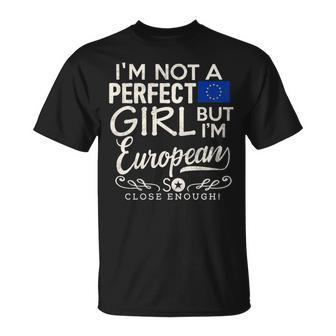 European Union Flag Girl European Pride Souvenir Funny Unisex T-Shirt | Mazezy