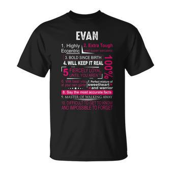 Evan Name Gift Evan Name V2 Unisex T-Shirt - Seseable