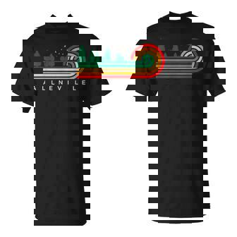 Evergreen Vintage Stripes Allenville Michigan T-Shirt | Mazezy