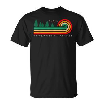 Evergreen Vintage Stripes Arrowhead Springs Wyoming T-Shirt | Mazezy