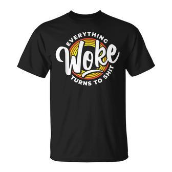 Everything Woke Turns To Shit Unwoke T-Shirt | Mazezy