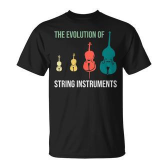 Evolution Of String Instruments Violin Cello Double Bass T-Shirt | Mazezy
