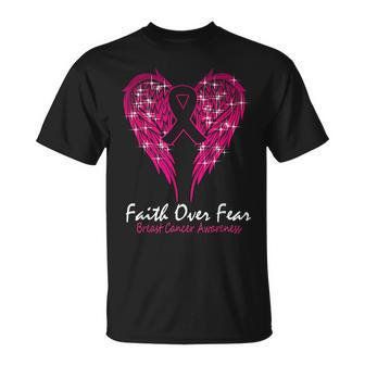 Faith Over Fear Love Breast Cancer Awareness T-Shirt