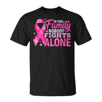 In This Family No One Fight Alone Breast Cancer Awareness T-Shirt - Monsterry AU