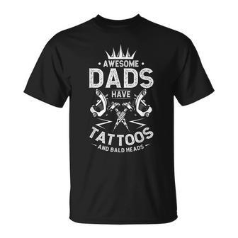 Father Tattooed Bald Dad Gift For Women Unisex T-Shirt | Mazezy