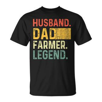 Fathers Day Husband Dad Farmer Legend Funny Vintage Unisex T-Shirt - Seseable