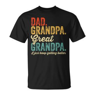 Fathers Day Present From Grandkid Dad Grandpa Great Grandpa Unisex T-Shirt | Mazezy