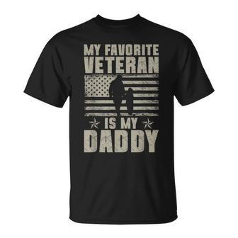 My Favorite Veteran Is My Daddy Veterans Day Usa Flag T-Shirt - Thegiftio